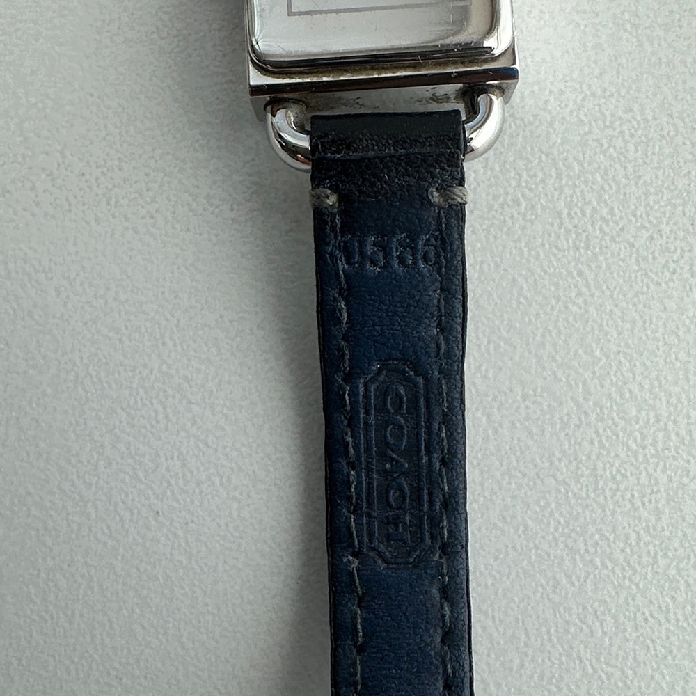 Coach Silver Rectangular Watch With Black Leather… - image 3